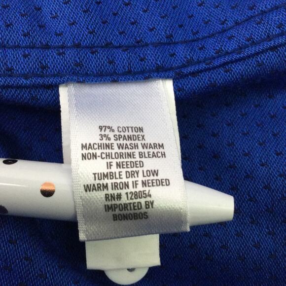 Bonobos Slim Fit Textured Dot Collared Button Down Dress Shirt Blue Men's XL - Picture 8 of 11